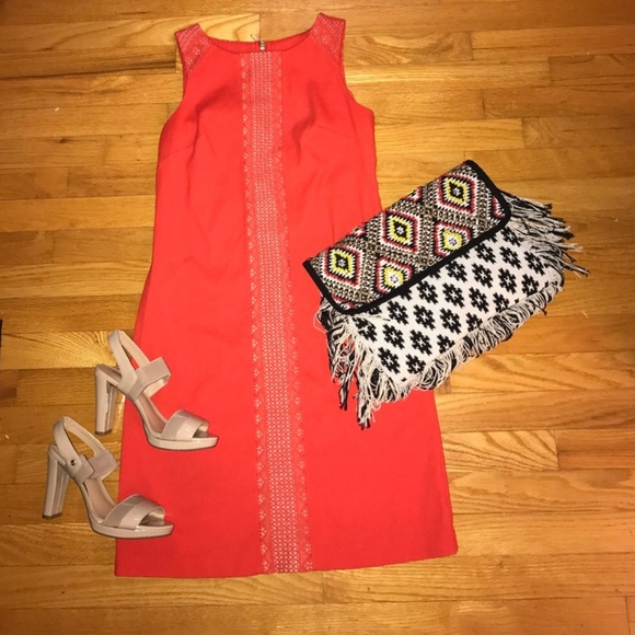 Nine West Dresses & Skirts - Orange Tribal Lace Shift Dress